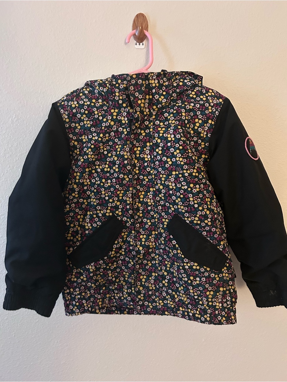 Burton Whiply Girls 4T Black Floral Hooded Snow Coat with Floral Patterns